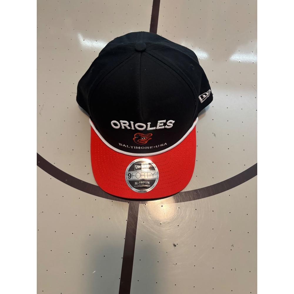 New Era 9FORTY Baltimore Orioles Hat Black Red Rope Snapback M-Crown OSFA Cap - Picture 2 of 5